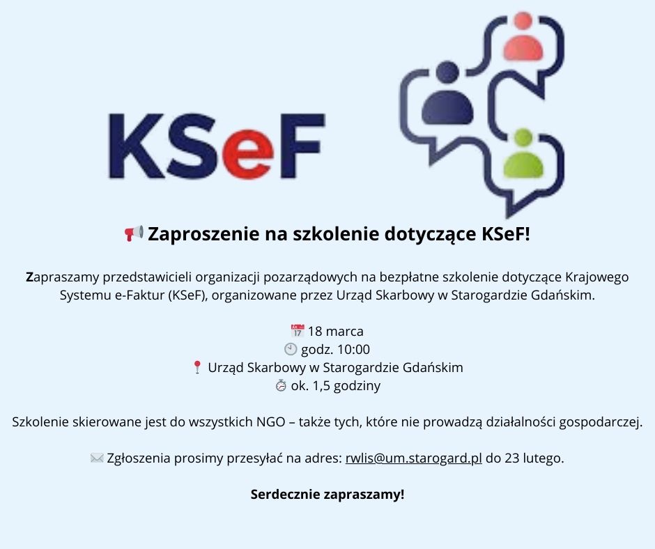 Zaproszenie na szkolenie KSeF